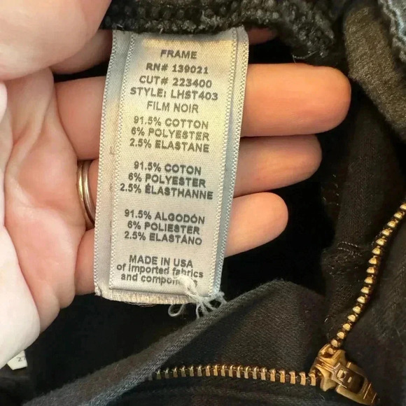 Frame LE HIGH STRAIGHT JEAN - FILM NOIR black cropped size 27 high rise - Picture 9 of 9